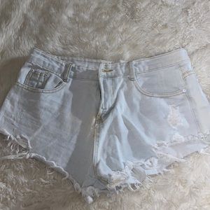 Light wash jean booty shorts